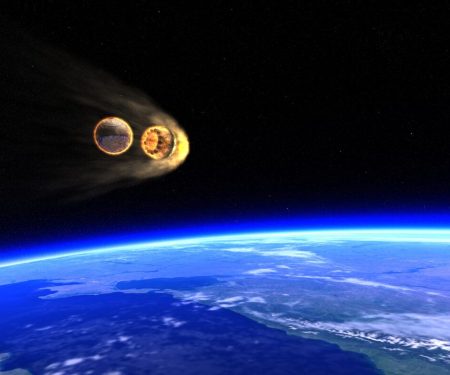artist rendering of a spacecraft entering the Earth's atmosphere