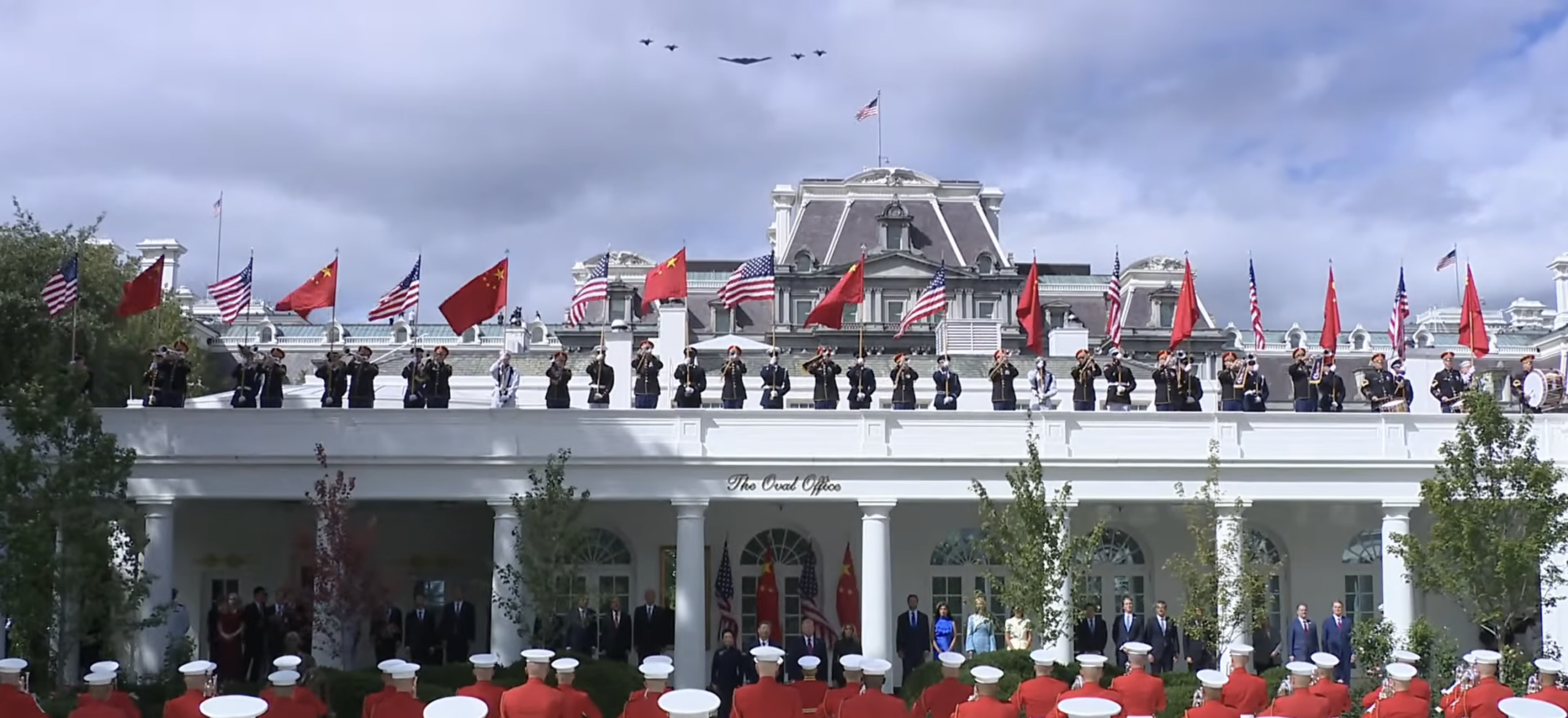 Air Force Bombers and Fighters Fly Over Chinese Leader’s DC Visit